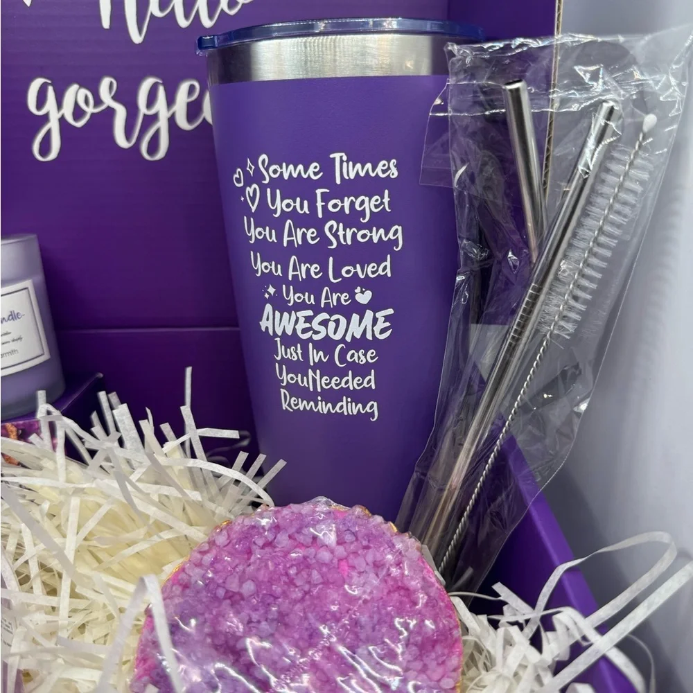 Purple Gift Set with Tumbler and Candle